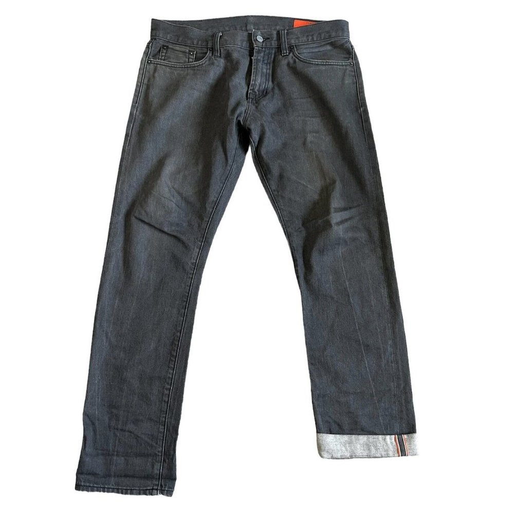 Jean Shop $185 men Mick Slim Fit Selvedge Jeans 36 x 31 Raw Grey Denim tagged 34